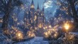 © Ecleposs - Whimsical 3D render of a fairy tale castle surrounded by magical creatures