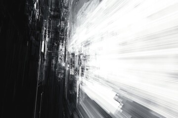 Wall Mural - Abstract Black and White Digital Art with Light Streaks