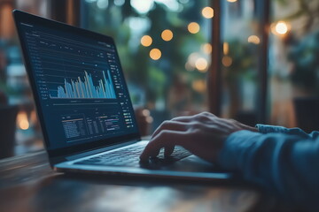 Businessman work with laptop computer, digital marketing technology interface, banner no face
