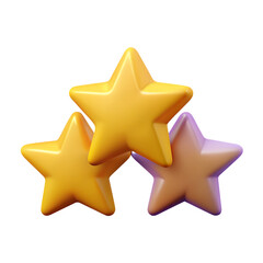 Wall Mural - 3d three stars icon with plastic style for rating symbol. isolated star sign as a design element