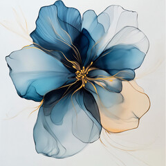 Canvas Print - Blue Abstract Flower.