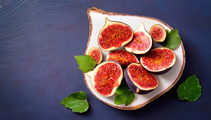 Poster - Fresh figs on a wooden board