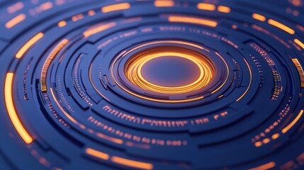 Poster - A circular lighted object with a glowing orange center, AI