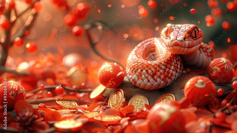 2025 Year of the Snake New Year's card template with Japanese pattern ...