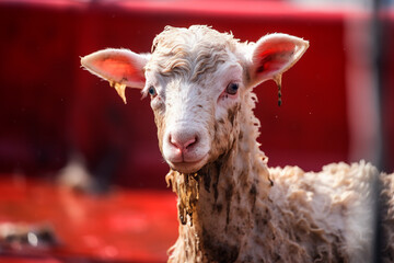 Picture featuring Jesus portrayed as the Lamb, or sheep drenched in ink, illustrating Christ's sacrifice on the cross.