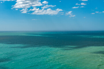 colombian blue open ocean with clouds