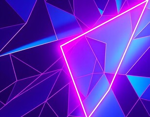 Wall Mural - neon background with vibrant pink and blue hues glowing in geometric patterns create with ai