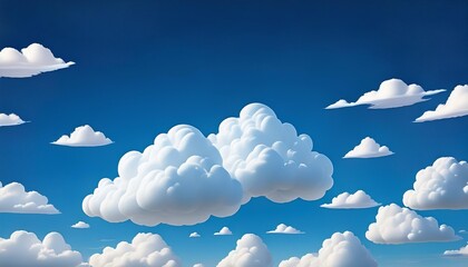 Wall Mural - white fluffy clouds resembling bubbles drift through a blue sky these cartoonish cumulus clouds are perfect for weather forecasts and representing nature outdoors