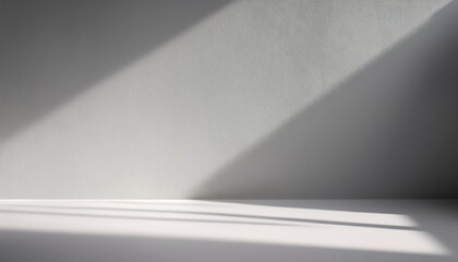 Wall Mural - minimalistic abstract light grey wall background for product presentation with sunlight shadow