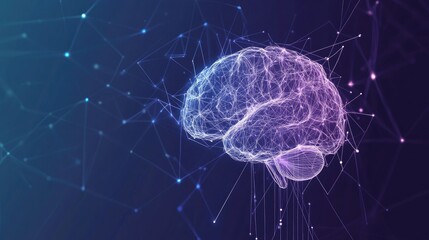 ai brain made of glowing lines and dots, showcasing futuristic technology. human brain activity with