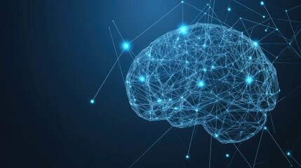 Wall Mural - ai brain made of glowing lines and dots, showcasing futuristic technology. human brain activity with