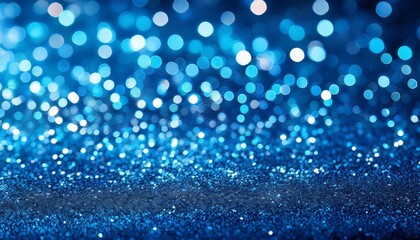 Wall Mural - shiny blue glitter in abstract defocused background christmas and new year texture