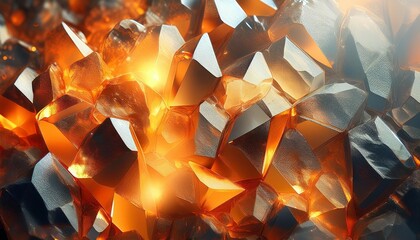 Canvas Print - orange and grey carnelian surface with crystals as background for prints light shining through