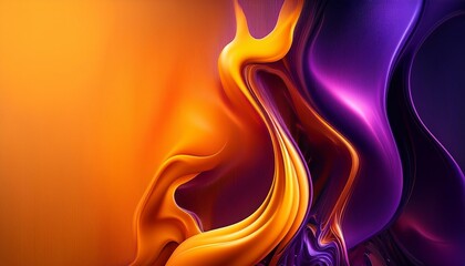 Canvas Print - orange yellow and purple liquid color background dark vertical narrow backdrop