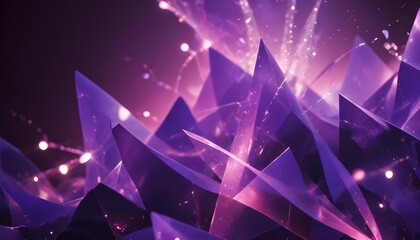 Wall Mural - glowing purple and pink geometric shapes with sparkling lights, abstract background