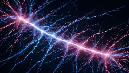 Wall Mural - colorful abstract lightning or electrical discharge with bright blue and pink energy sparks against 