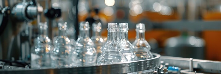 Poster - Glass bottle cleaning machine in a beverage bottling facility