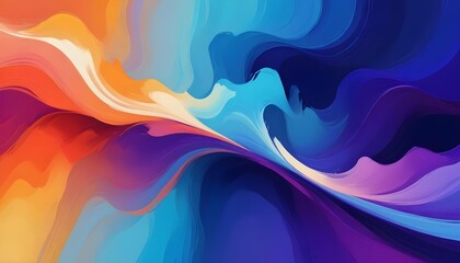 Wall Mural - Abstract colorful fluid shapes in shades of blue, orange, and purple