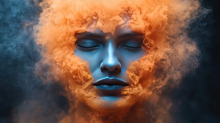 Poster - Blue Face with Orange Smoke