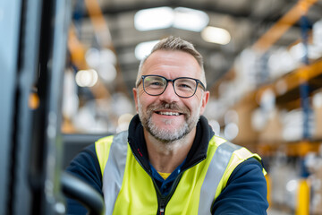 Sticker - portrait of a man in a warehouse