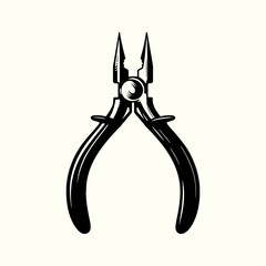 Canvas Print - Pliers Tool Silhouette Vector Template