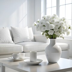 Wall Mural - white vase with flowers