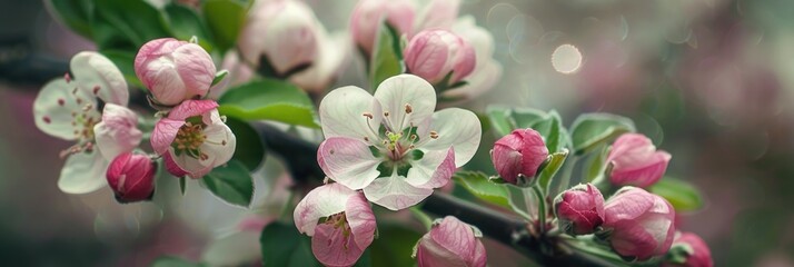 Wall Mural - Springtime apple blossoms in bloom