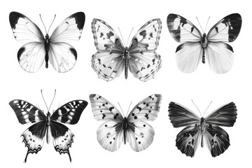 A collection of four distinct butterfly species on a leaf