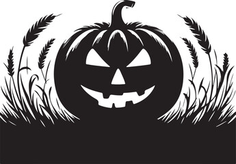 Wall Mural - A black silhouette pumpkin vector design.