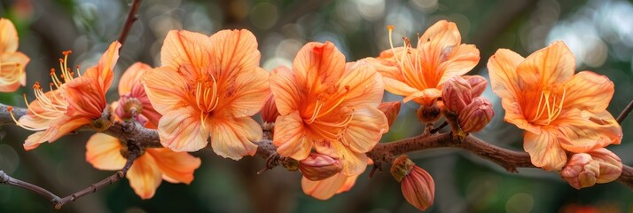 Canvas Print - Orange blossoms on a Tuliptree in a garden