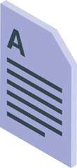 Poster - This isometric icon represents a digital document, symbolizing online text files and digital information