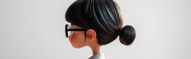 3D Cartoon Girl Facing Away