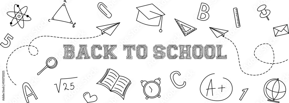 Back to school banner. Education, science concept. Banner with school ...