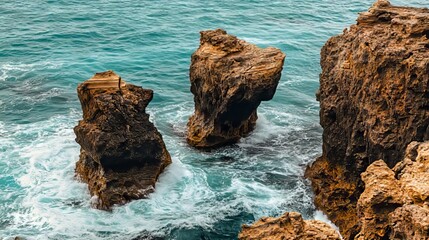 Wall Mural - A large rock formation in the middle of the ocean