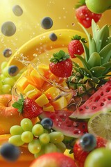 Poster - Fresh fruit arrangement, perfect for food photography or still life compositions