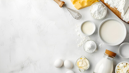 Dairy products on white background