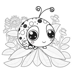 COLORING DRAWING A CUTE LADYBUG 2