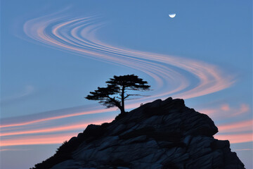 Wall Mural - an image portraying a lone tree amidst swirling, dark clouds, capturing the whispers of an impending