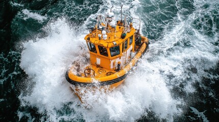 Tugboat in Rough Seas