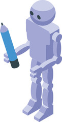 Poster - Humanoid robot is holding a pencil, symbolizing its ability to assist in creative writing tasks