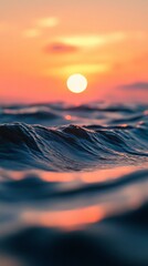 Sticker - Ocean waves at sunset, tranquil evening, nature