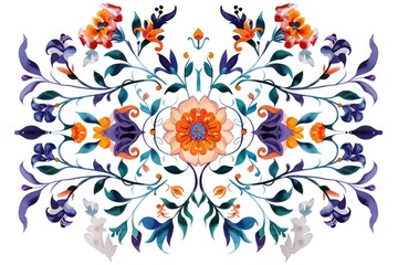 Wall Mural - A beautiful illustration of various flowers and leaves on a clean white surface