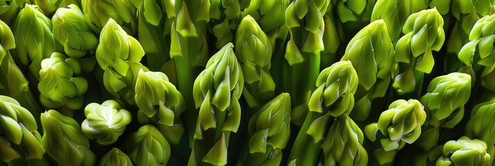 Canvas Print - Intense close-up of fresh organic green asparagus