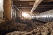 © Web - House Crawl Space: Pipe Installation and Insulation in Industrial Construction Site