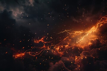 Wall Mural - a dark sky with lightning illuminating the clouds