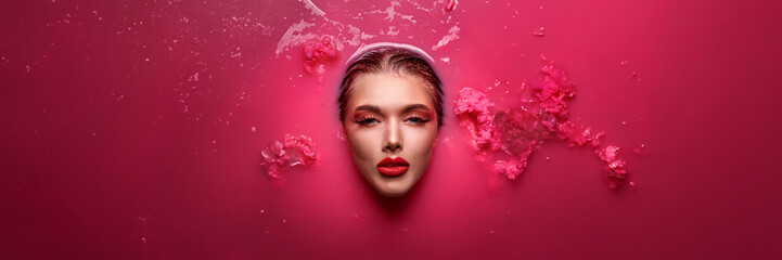 Sticker - pink face fashion liquid emerging woman young