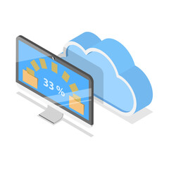 Wall Mural - 3D Isometric Flat Icon Set. Cloud Technologies, Online Services and Data Processing. Item 6