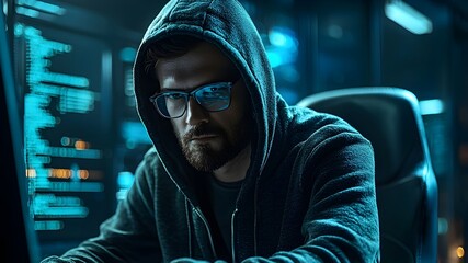 Hacker working on a computer.