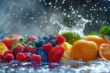 Wall Mural - A variety of fruits arranged on a table, perfect for still life photography or food styling