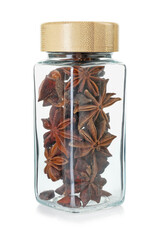 Sticker - Anise stars in glass jar isolated on white